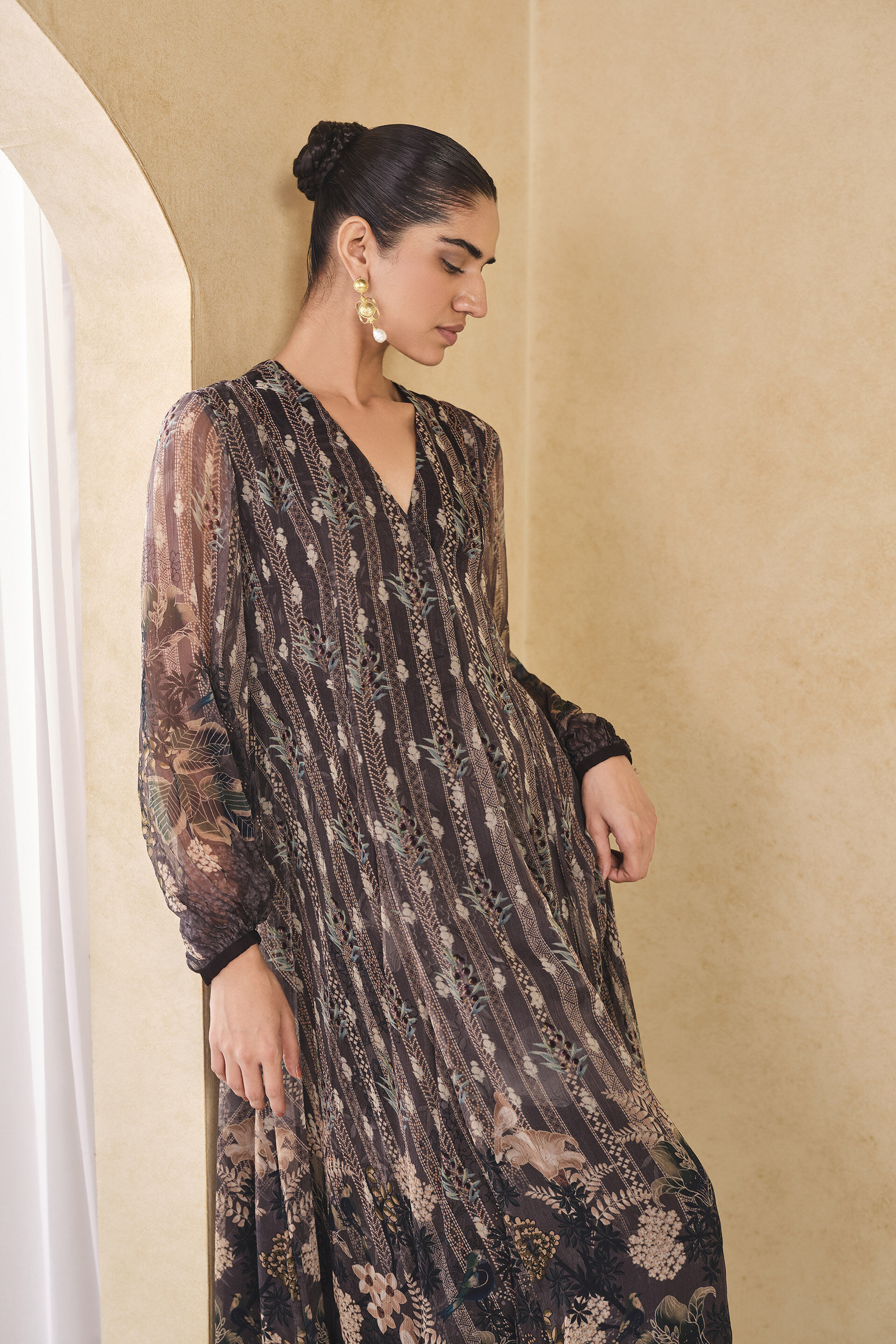 Jumaana Printed Kaftan - Black, Black, image 5